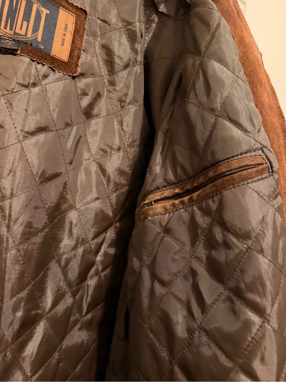 Winlit Brown Suede Bomber Jacket with Olive Sleeves